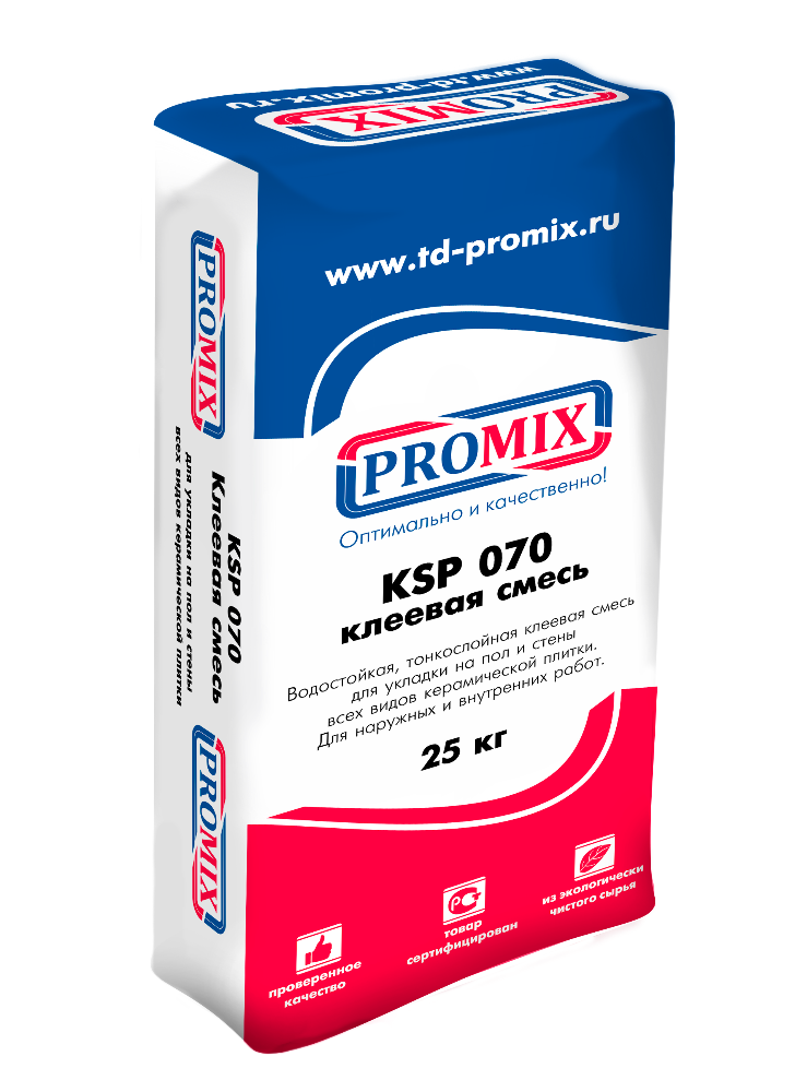 Плиточный клей Promix KSP 070 для керамической плитки, 25 кг 